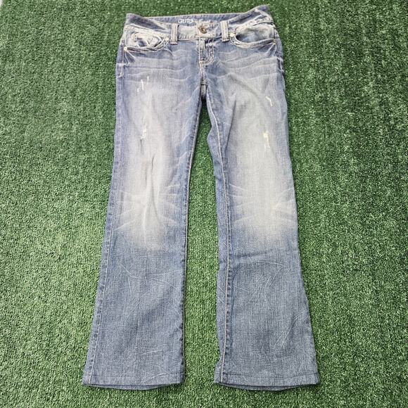 Guess Daredevil Boot Cut Jeans Embellished Pockets Dark Wash Denim Size 30 - Picture 5 of 14